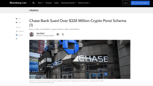 Bloomberg Law coverage of class action against Chase Bank over $328 million Goliath Ventures cryptocurrency Ponzi scheme