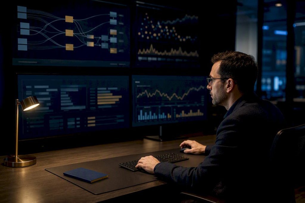 Analyst monitoring crypto trading activity
