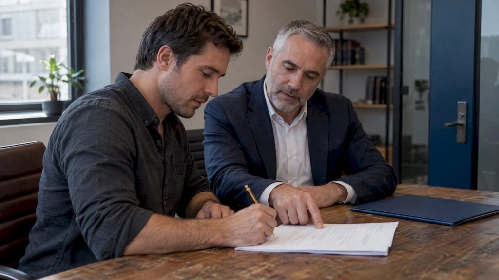 Founder reviewing token vesting agreement